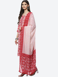 Thumbnail for Biba Women Red Floral Printed Kurta with Trousers & With Dupatta - Distacart