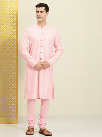 Thumbnail for House of Pataudi Embroidered Regular Sequinned Rozana Kurta with Pyjamas - Distacart