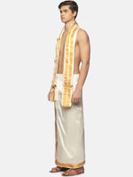 Thumbnail for Sethukrishna Men Cream-Coloured Solid Dhotis - Distacart