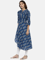 Thumbnail for Souchii Navy Blue Printed A-Line Kurta - Distacart