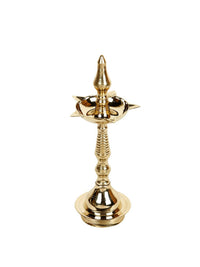 Thumbnail for CraftVatika Gold-Toned Brass Kerala Diya Oil Lamp Stand - Distacart