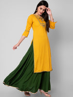 Thumbnail for Kalini Women Yellow Kurta with Skirt - Distacart