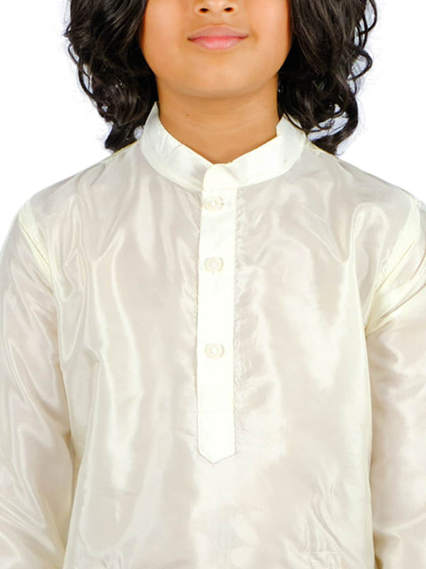 Sethukrishna Boys Cream-Coloured Striped Kurta with Pyjamas - Distacart