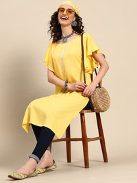 Thumbnail for Sangria Women Flutter Sleeves Gotta Work Straight Kurta - Distacart
