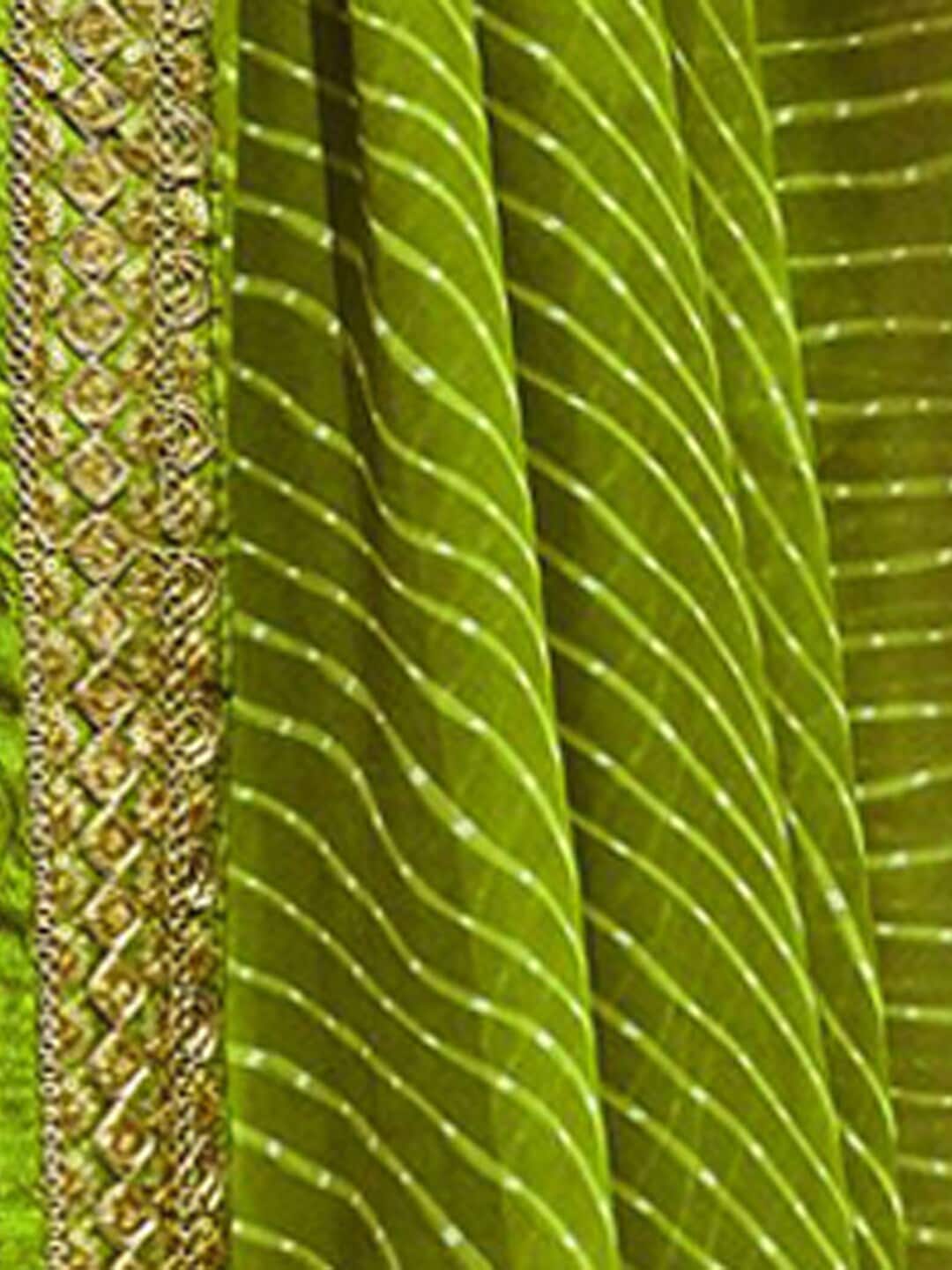 Mitera Green & White Leheriya Printed Embroidered Poly Georgette Leheriya Saree - Distacart