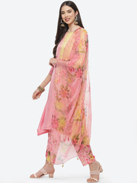 Thumbnail for Biba Women Yellow Floral Colourblocked Kurta with Trousers & With Dupatta - Distacart