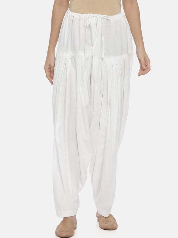 Souchii White Solid Loose-Fit Patiala - Distacart