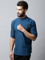 Thumbnail for Even Apparels Navy blue Color Pure Cotton Men's Kurta With Side Placket (CHK1056) - Distacart