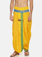 Thumbnail for Sethukrishna Yellow Solid Double Layer Readymade Dhoti Pant For Men - Distacart