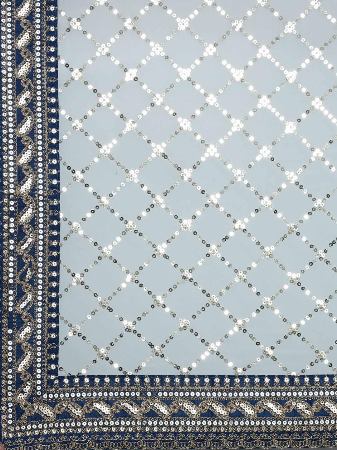 Mitera Blue Embellished Sequinned Saree - Distacart