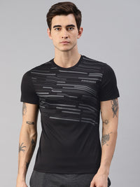 Thumbnail for HRX by Hrithik Roshan Men Black Printed Rapid Dry Lightweight Regular Fit Running T-shirt - Distacart