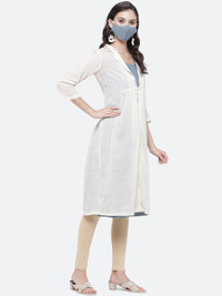 Thumbnail for Biba Women Blue Cotton Kurta With Mask & Jacket - Distacart