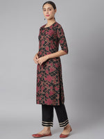 Thumbnail for Khushal K Women Black Printed Kurta with Palazzos & Dupatta - Distacart