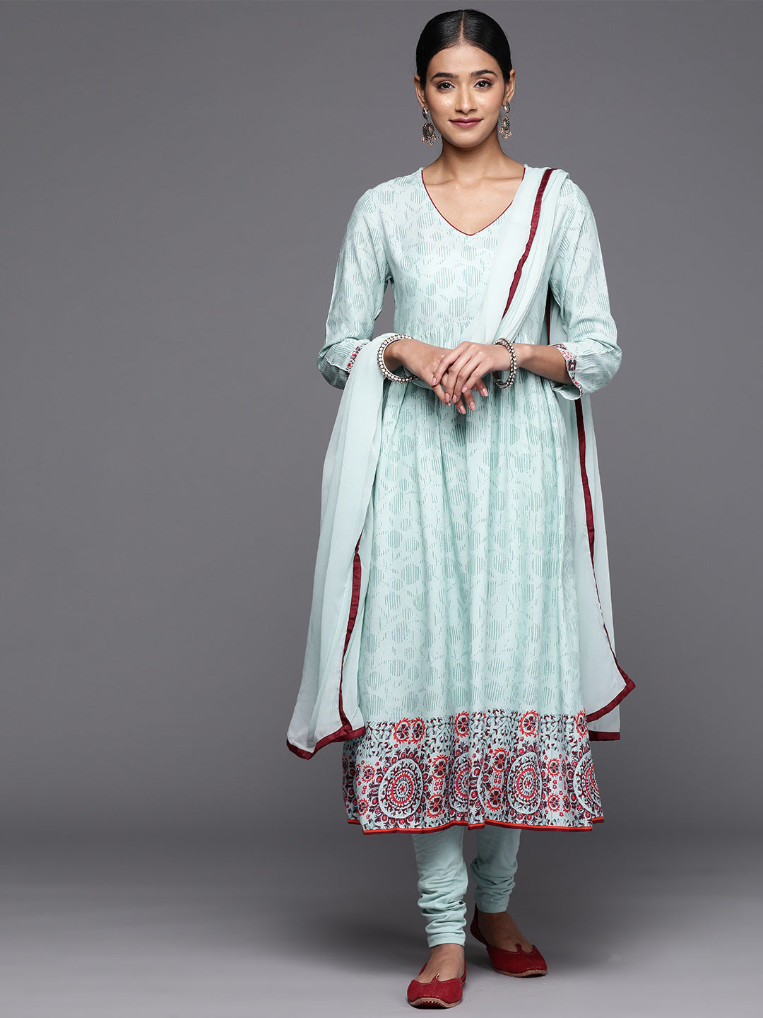 Biba Women Ethnic Motifs Printed Regular Kurta with Churidar & Dupatta - Distacart