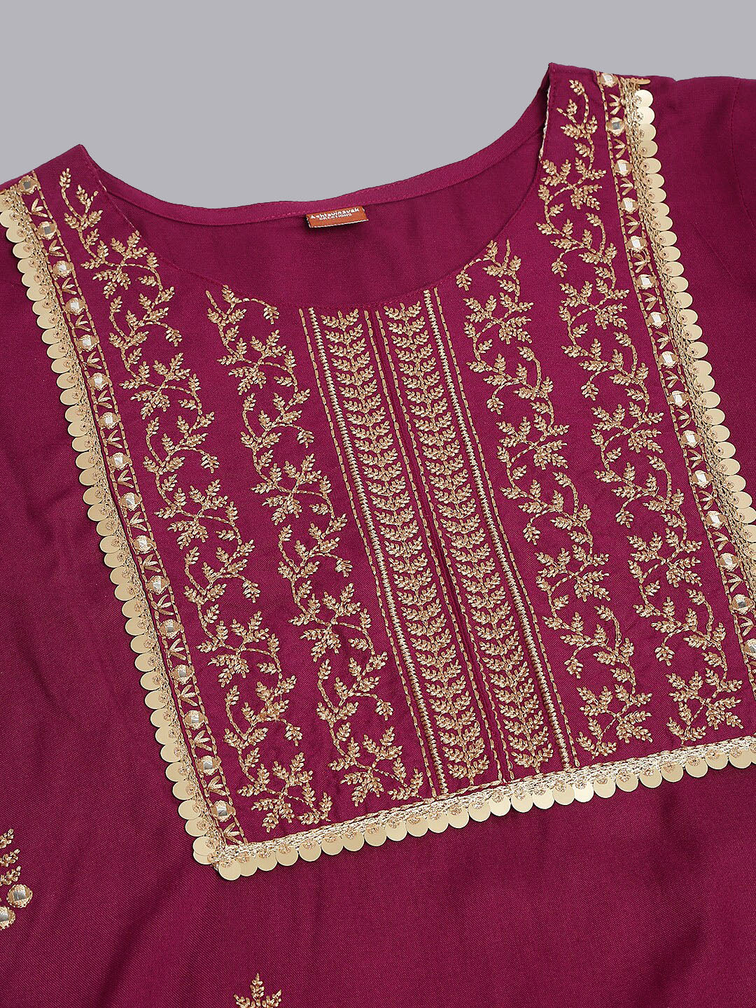 Kalini Women Yoke Design Mirror Work Kurta with Trouser & With Dupatta Set - Distacart