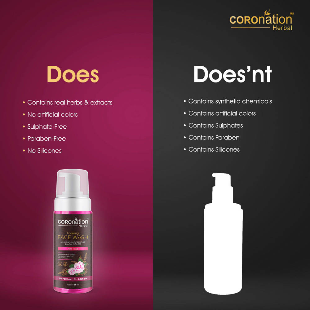 Coronation Herbal Pink Rose Foaming Face Wash - Distacart