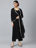 Thumbnail for Khushal K Women Black Sequinned Kurta with Trousers & With Dupatta - Distacart