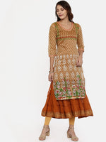 Thumbnail for Souchii Beige & White Printed Straight Kurta - Distacart