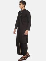 Thumbnail for Sethukrishna Men Black Pure Cotton Kurta with Dhoti Pants - Distacart
