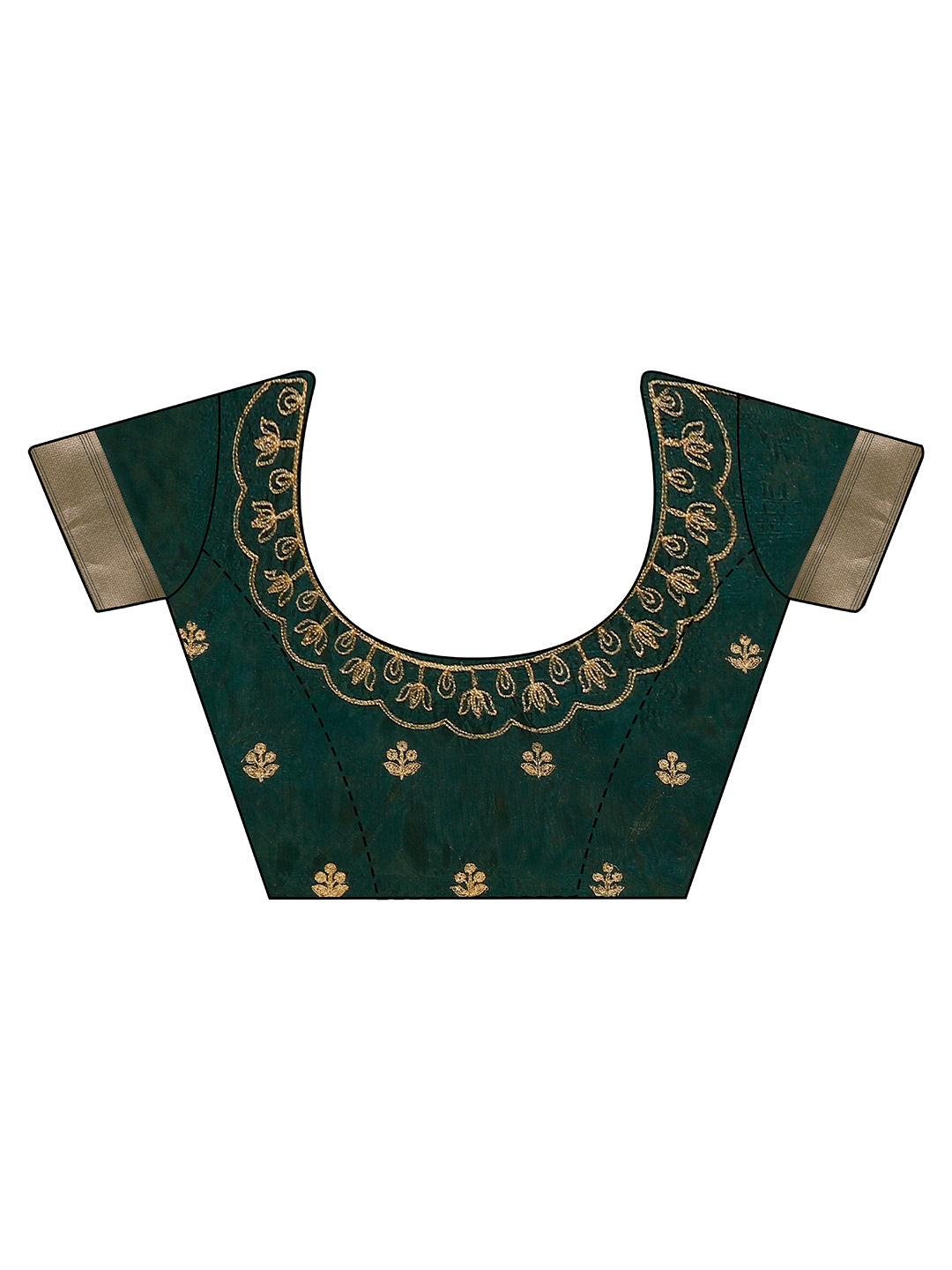 Tikhi Imli Olive Floral Embroidered Zari Organza Saree - Distacart