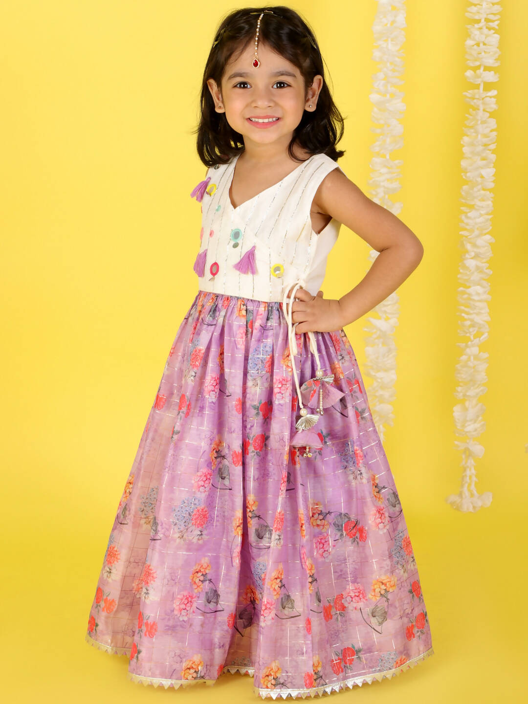 Lil Drama Girls Ghaghra Choli Set - Purple - Distacart