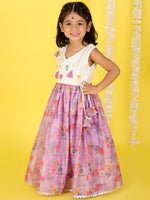 Thumbnail for Lil Drama Girls Ghaghra Choli Set - Purple - Distacart