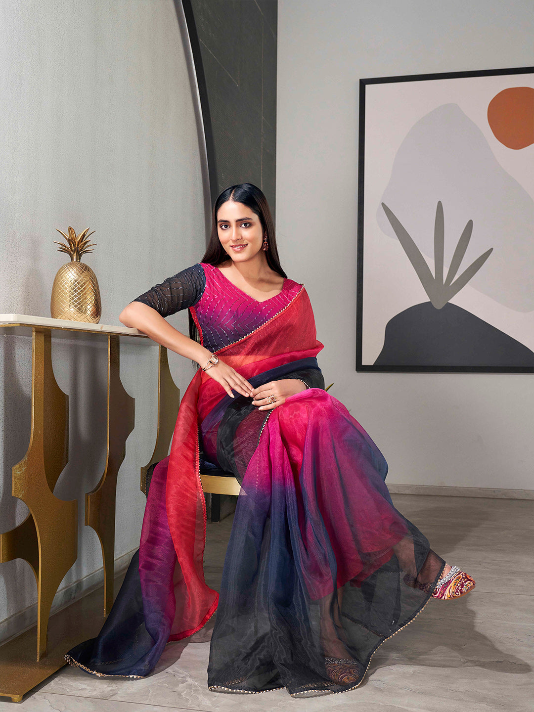 Tikhi Imli Organza Saree - Distacart