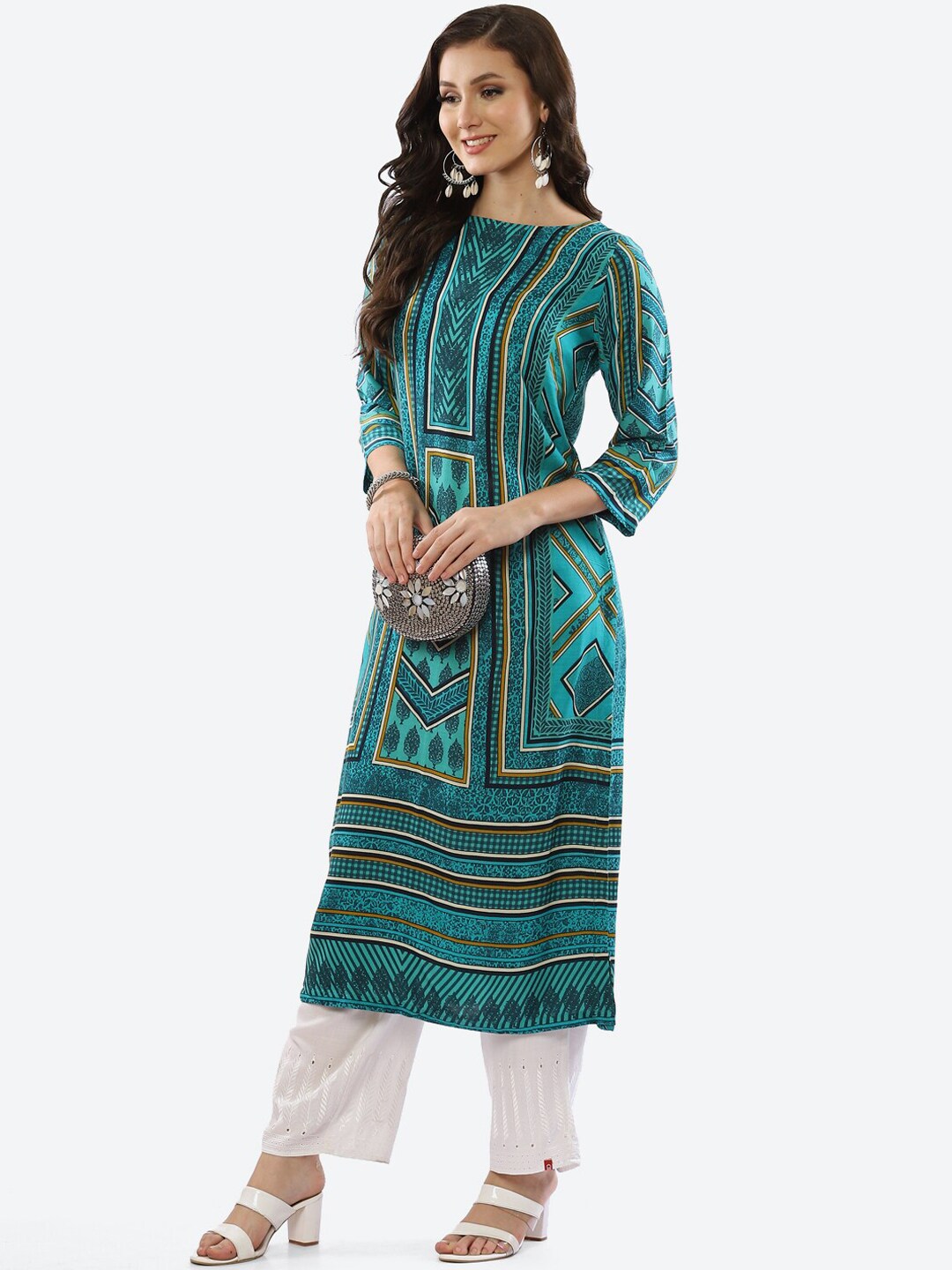 Biba Women Geometric Printed Kurta - Distacart