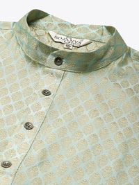 Thumbnail for Sojanya Plus Men Green Jacquard Self Design Kurta with Pyjamas - Distacart