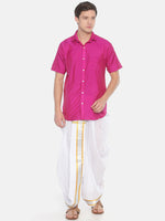 Thumbnail for Sethukrishna Men White Solid Pocket Dhoti Pant - Distacart