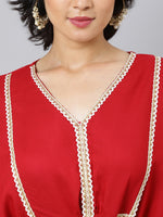 Thumbnail for Khushal K Women Gotta Patti Kaftan Kurta with Trousers - Distacart