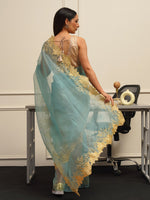 Thumbnail for Tikhi Imli Embroidered Organza Heavy Work Saree - Distacart
