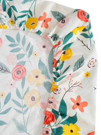 Thumbnail for KLOTTHE White & Grey Floral Print 300 TC Fitted Double King Bedsheet With 2 Pillow Covers - Distacart