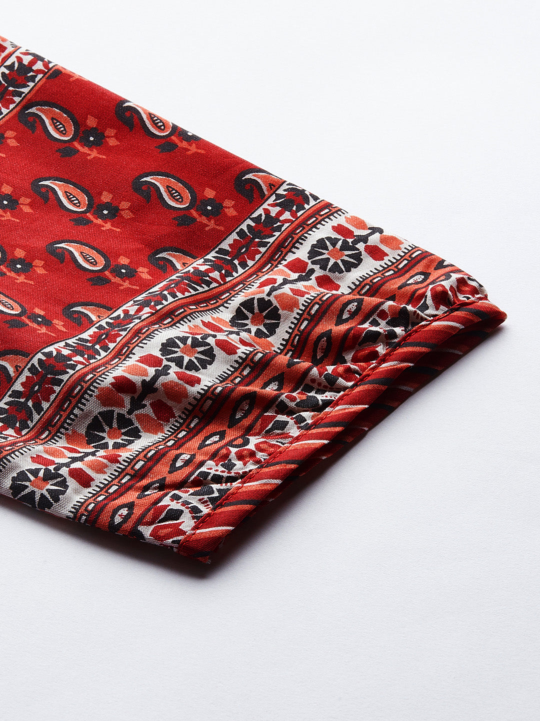 Biba Women Maroon & Off-White Ethnic Motif Print Straight Kurta - Distacart