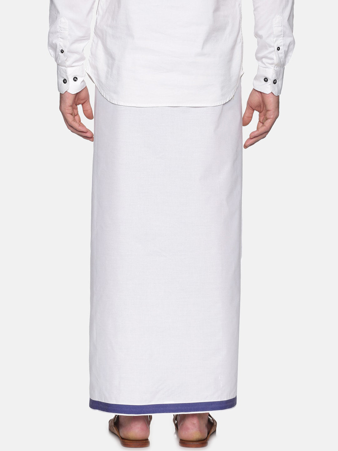 Sethukrishna Mens White Solid Readymade Cotton Dhoti - Distacart