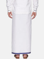 Thumbnail for Sethukrishna Mens White Solid Readymade Cotton Dhoti - Distacart