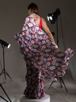 Thumbnail for Tikhi Imli Floral Printed Satin Saree - Distacart