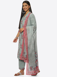 Thumbnail for Biba Floral Printed Kurta With Palazzos & Dupatta - Distacart