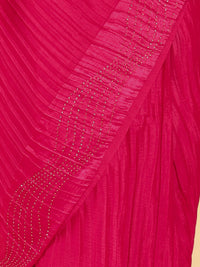 Thumbnail for Soch Pink & Silver-Toned Beads and Stones Saree - Distacart