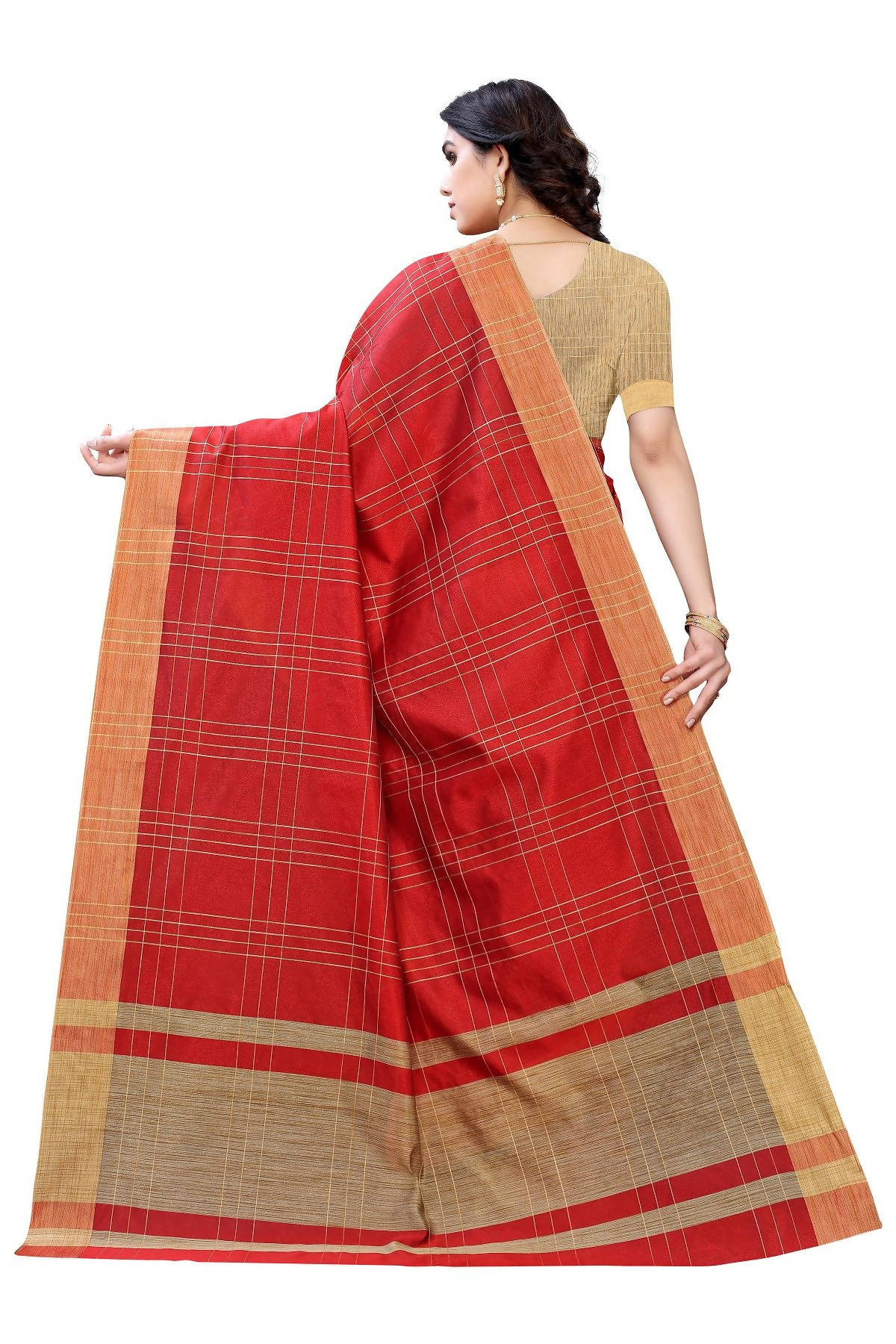 Vamika Red Cotton Silk Weaving Saree (Anaya Red)