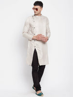 Thumbnail for Even Apparels Beige Rayon Men's Sherwani Kurta With Asymetrical Cut - Distacart