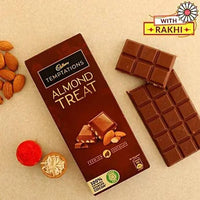 Thumbnail for Sleek American Diamond Rakhi And Almond Treat Chocolate - Distacart