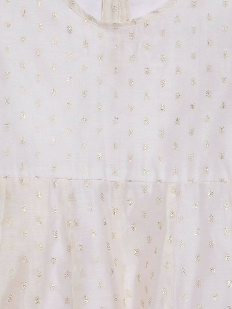 Ahalyaa Off White Chanderi Anarkali Kids Kurta With Dupatta For Girls - Distacart