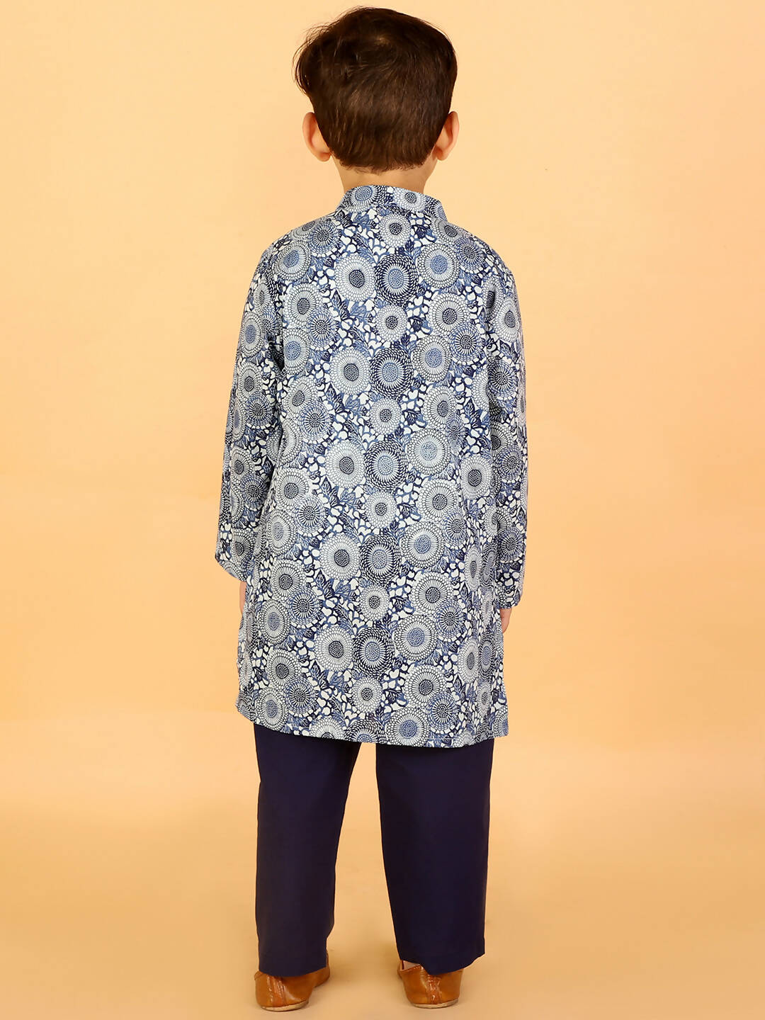 Lil Drama Boys Kurta With Pyjama Set - Navy Blue - Distacart