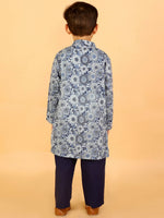 Thumbnail for Lil Drama Boys Kurta With Pyjama Set - Navy Blue - Distacart