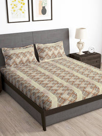 Thumbnail for Story@home Brown & White Striped Microfiber 180 TC Bedsheet With Pillow Cover - Distacart