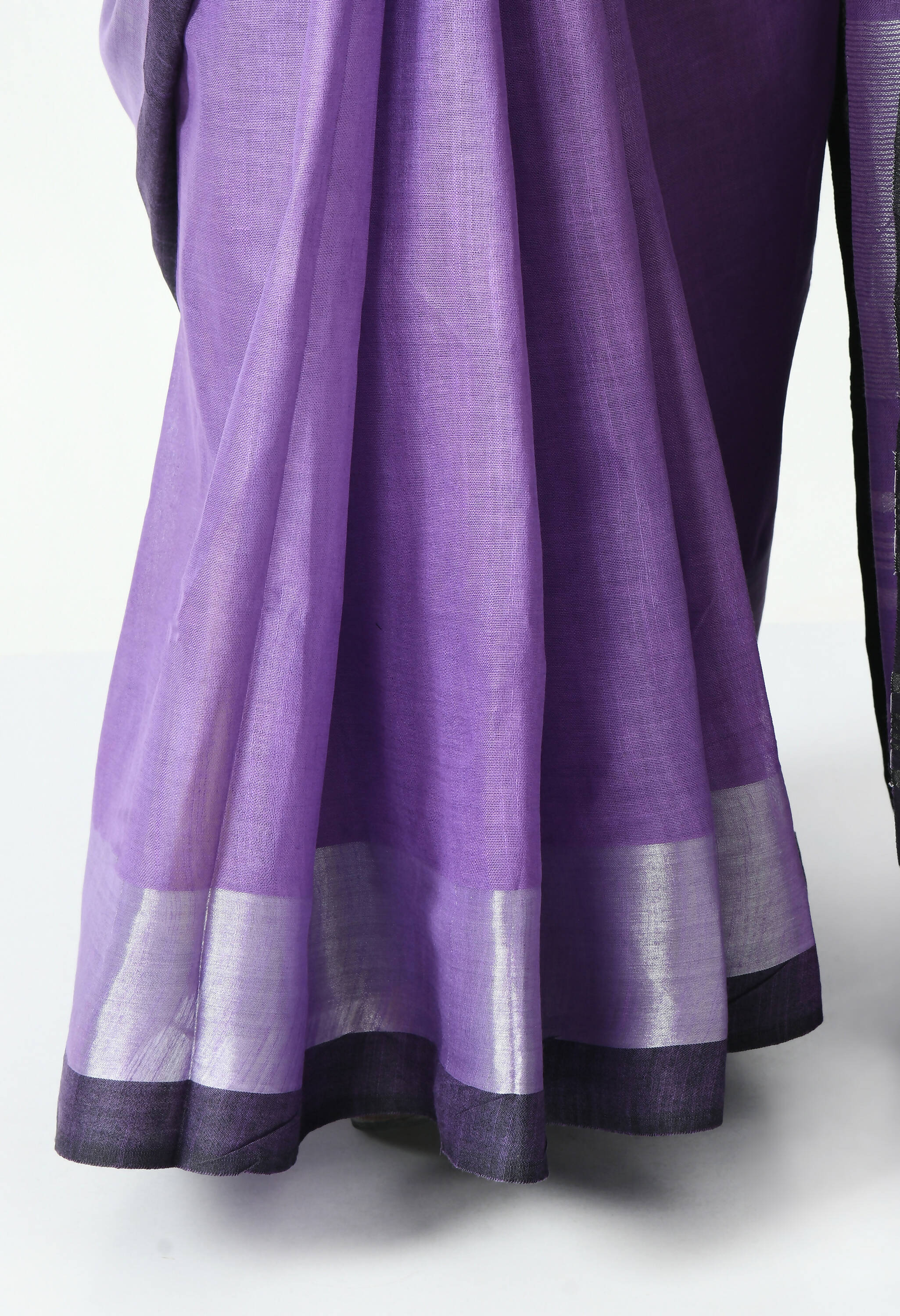 Mominos Fashion Moeza Purple & Black Bhagalpuri Handloom Silk Linen Saree with unstitched Blouse piece - Distacart