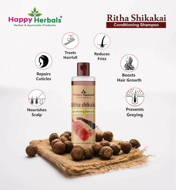 Happy Herbals Ritha Shikakai Conditioning Shampoo - Distacart