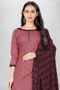 Thumbnail for Pink Cotton Printed Unstitched Dress Material - Amara - Distacart