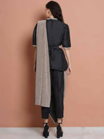 Thumbnail for Women Republic Black Cotton Blended Set with Attached Drape - Distacart